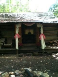 This wedding took place on the porch of this cabin