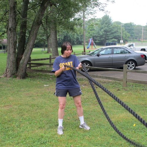 Working the battle ropes!