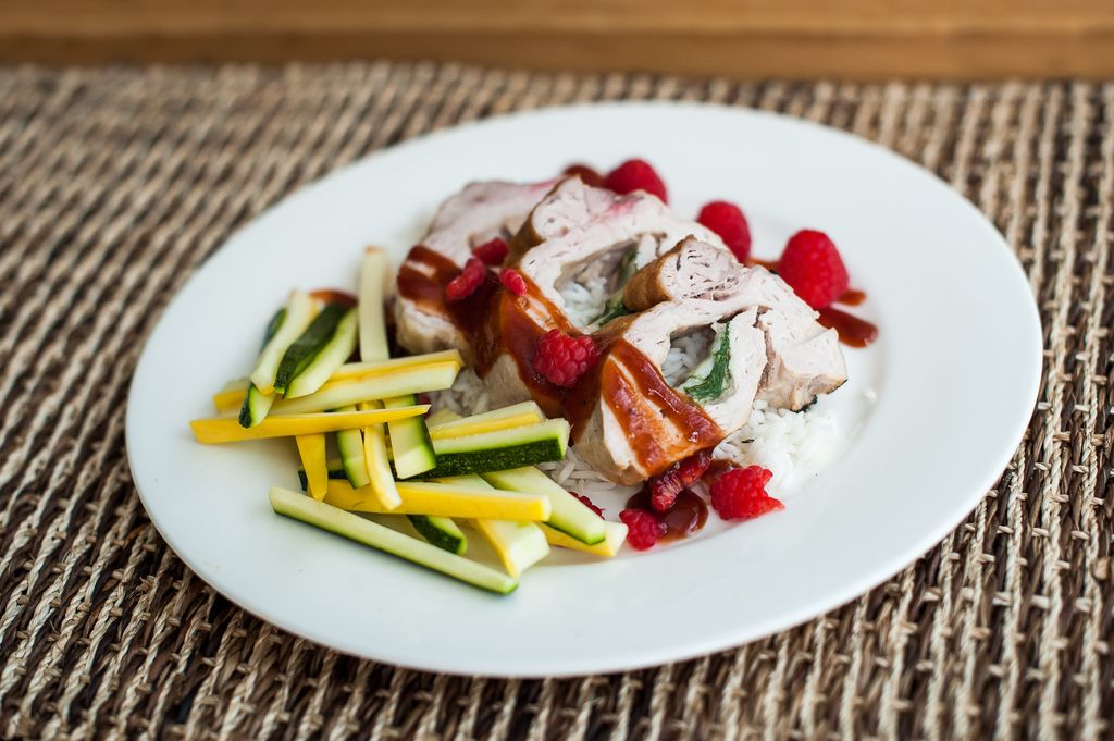 Featured Dish:
Stuffed pork tenderloin sided with 