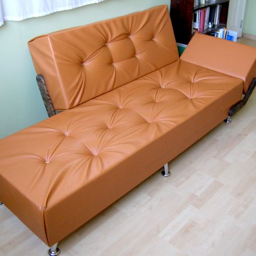Here's a sofa I designed and built in faux-leather