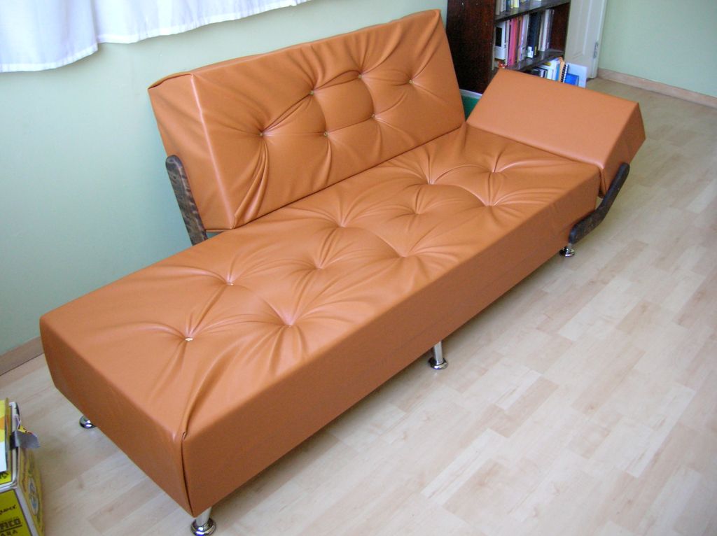 Here's a sofa I designed and built in faux-leather