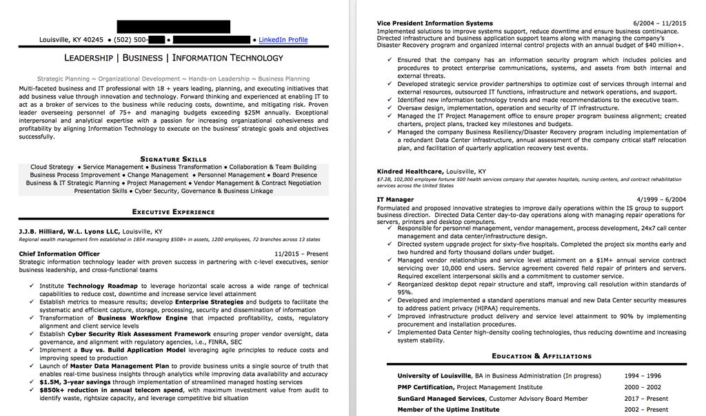 C-Suite CIO Resume 