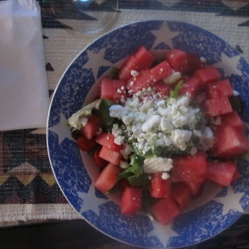 July 4th grilled watermelon salad with feta cheese