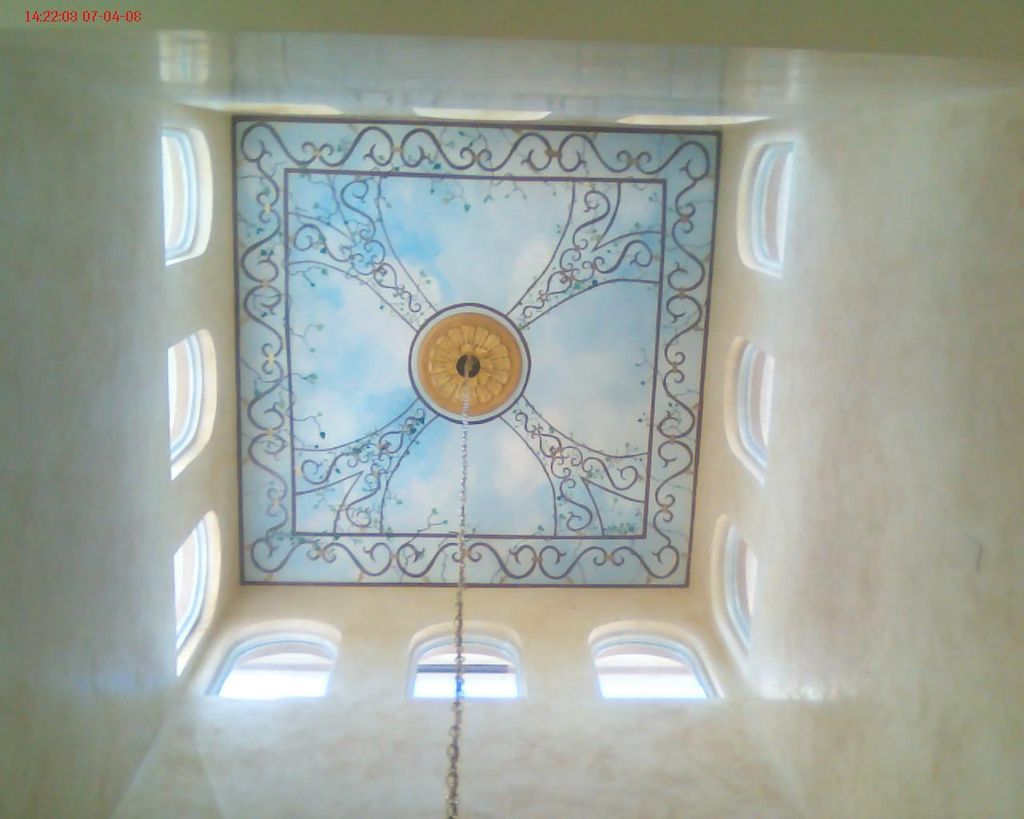 Sky on ceiling with Venetian Plaster finish.