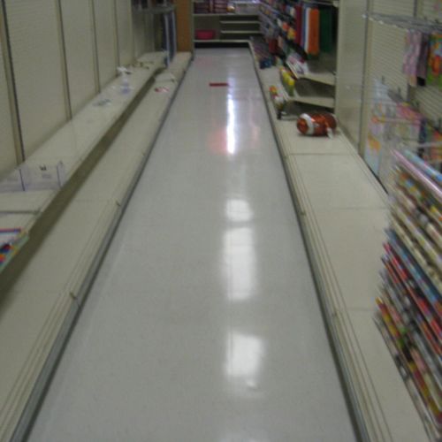 Retail flooring job- strip and wax.