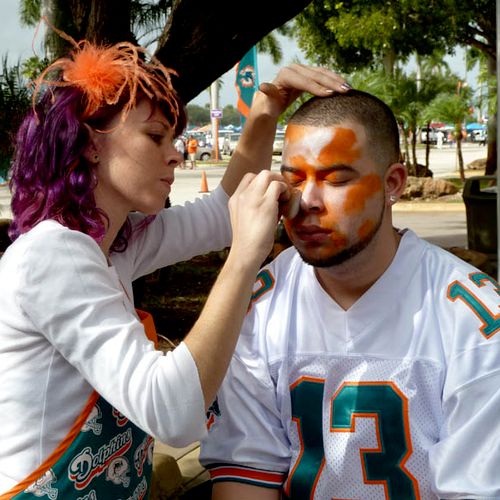 Face painting at the Miami Dolphins game!!