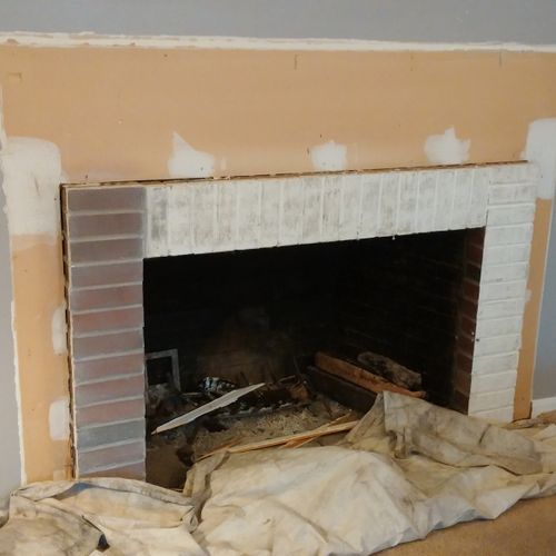Old mantel was removed and paint was removed from 