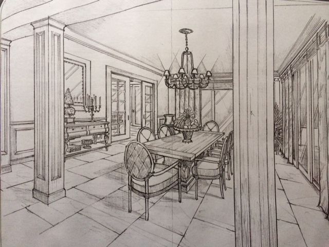 Fisher Island, Florida-hand sketched sepia drawing