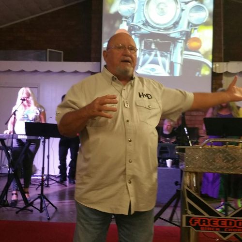 In this picture, I am preaching at Freedom Biker C