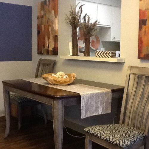 Chalk painted an existing table and chairs to use 