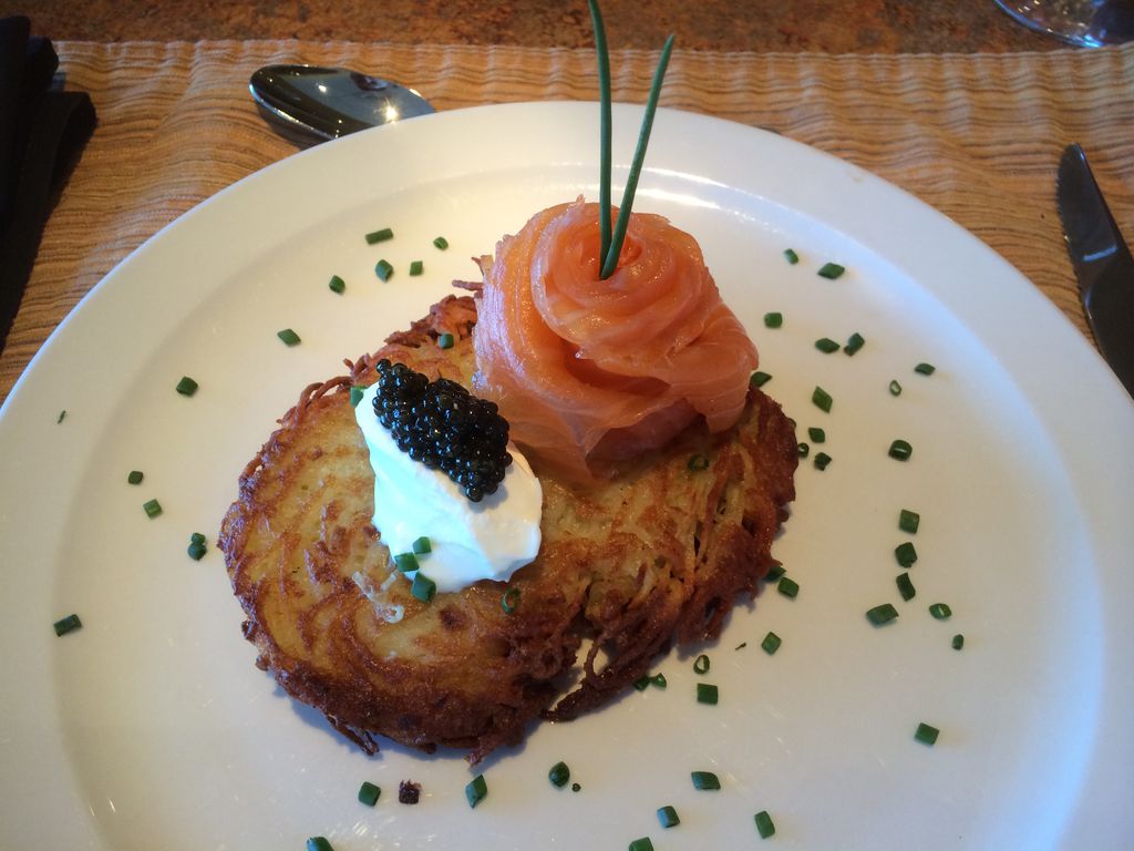 Potato pancake with Gravlax and Caviar