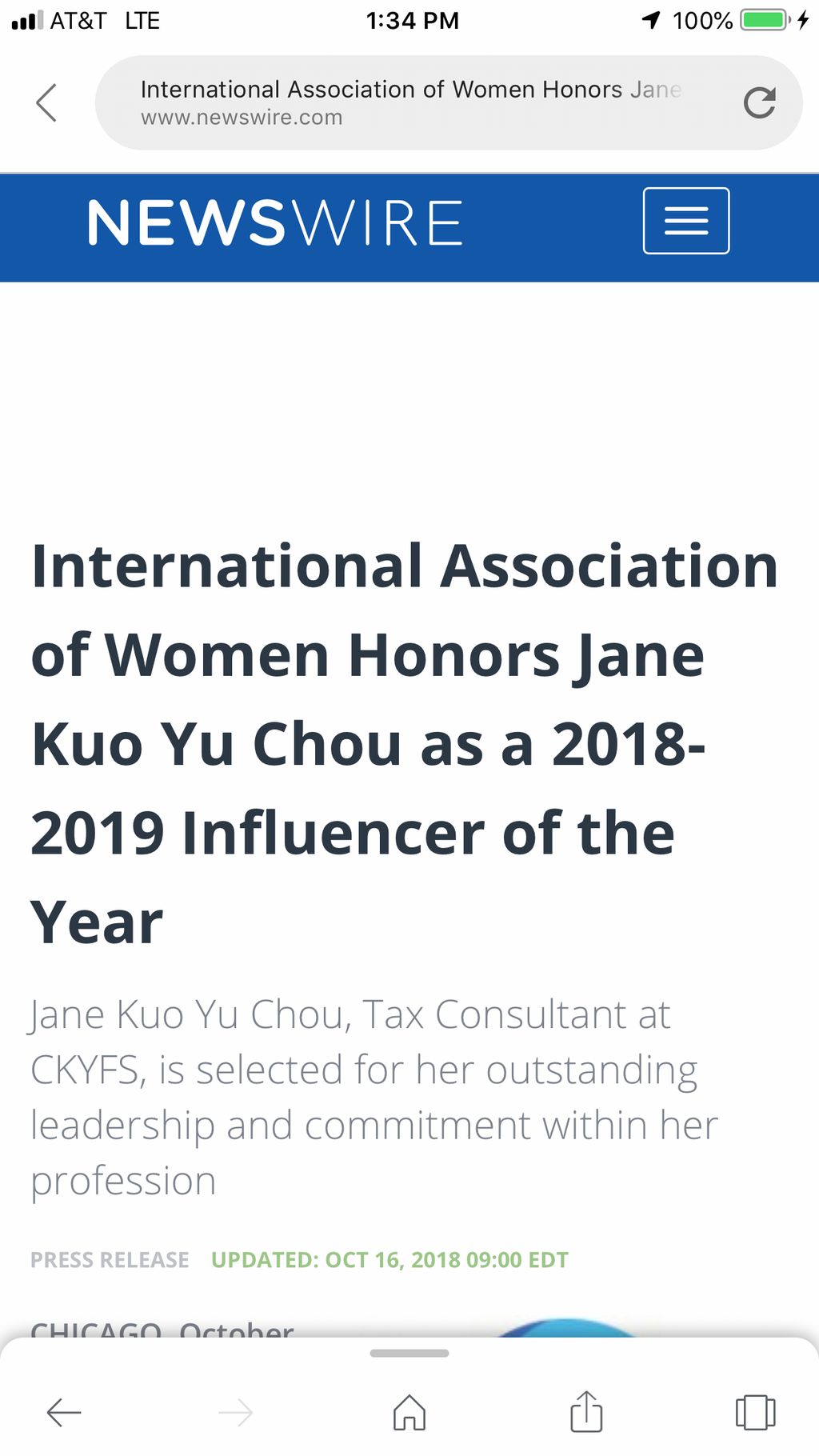 Honored to be selected as Influencer of the year b