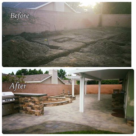 Before & After of Backyard BBQ, Outdoor Kitchen, &