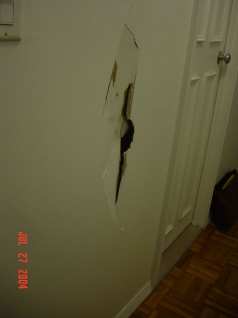 BEFORE 
Movers shoved a bureau through this wall w