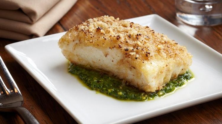 Roasted Halibut with Pesto