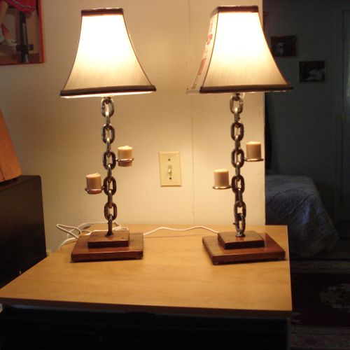 A pair of welded chain lamps i made.