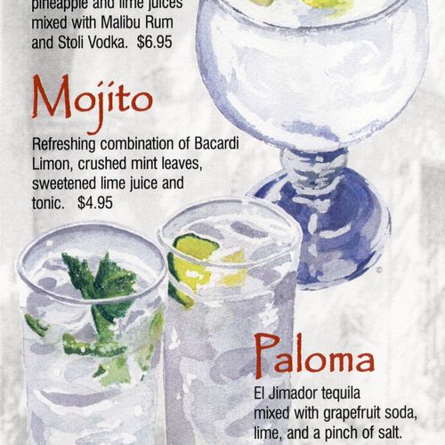 Illustration for a restaurant drink menu.