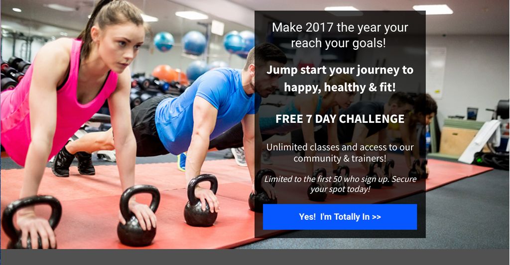 Landing page for free 1 Week Challenge/Trials for 