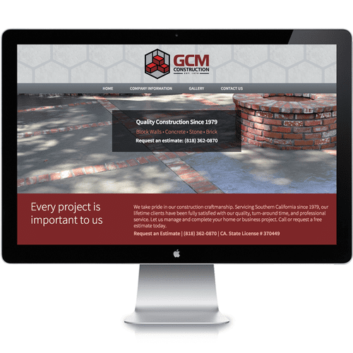 Website design for GCM Construction