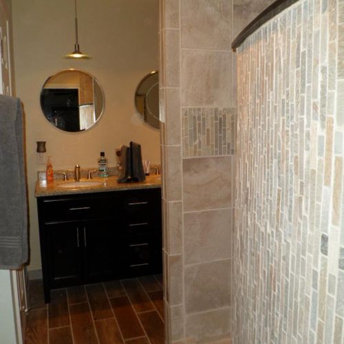 "Another faux wood tile...notice the curved pony w