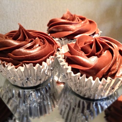 Triple chocolate cupcakes with a chocolate butterc