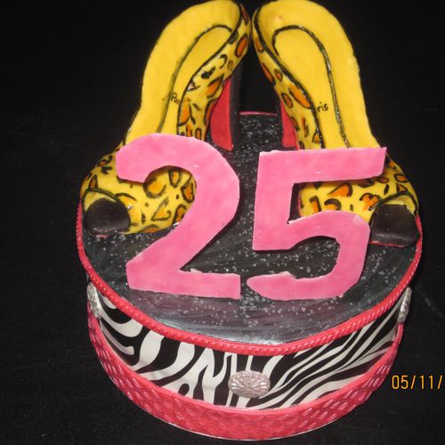 A 25th birthday party with an edible replica of he