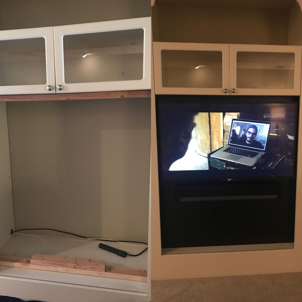 Before and after. We framed out the wall, added st