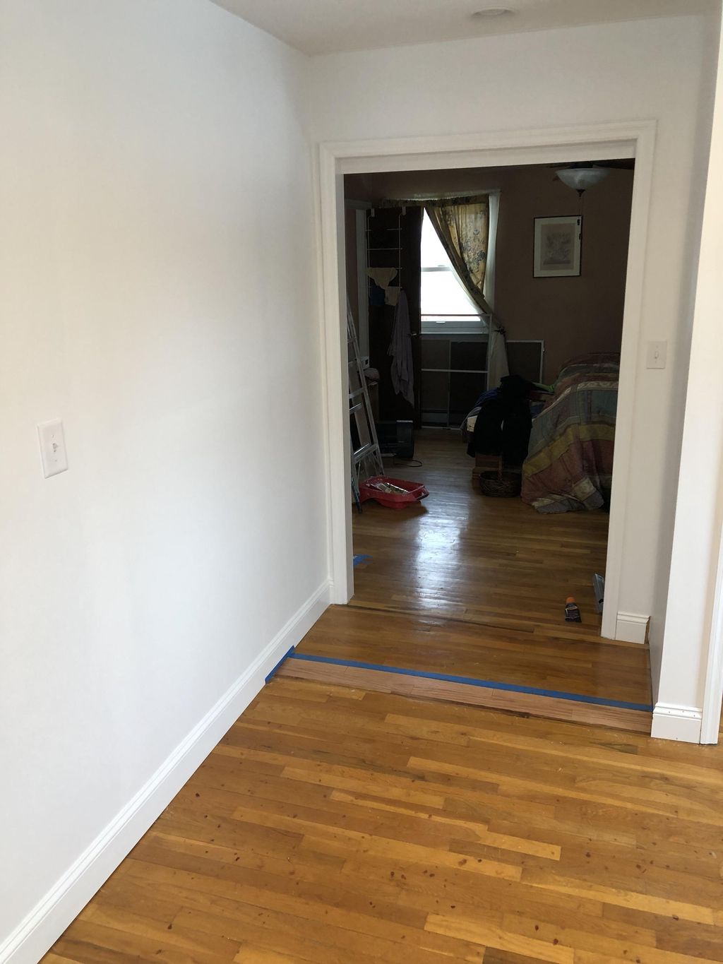 On the left was a doorway that was framed in and d