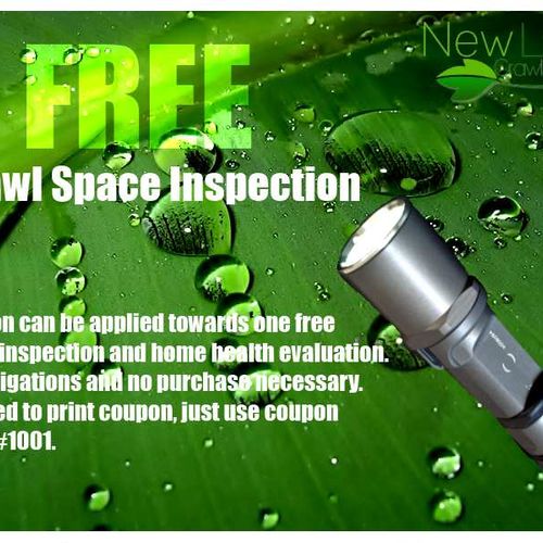 Offering completely free crawl space inspections. 
