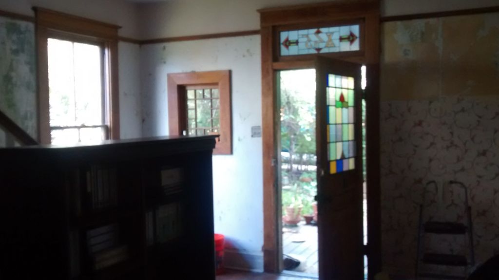 Victorian home foyer wallpaper removal and surface