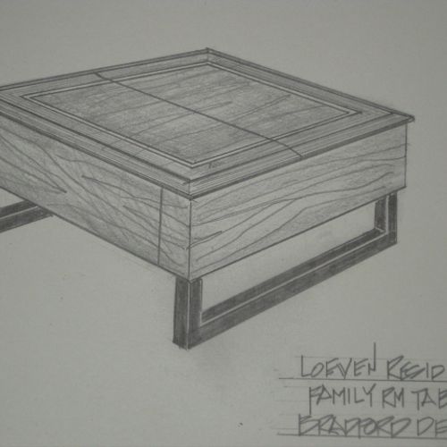 Design sketch for custom living room table. Client