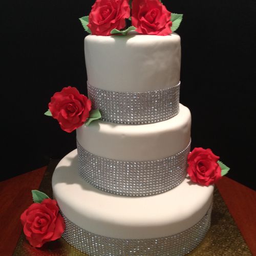 3 Tiers Edible Roses Wedding Cake just only $170