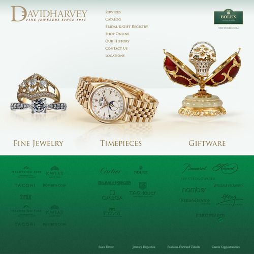 Website mock up for David Harvey Jewelers (Darien,