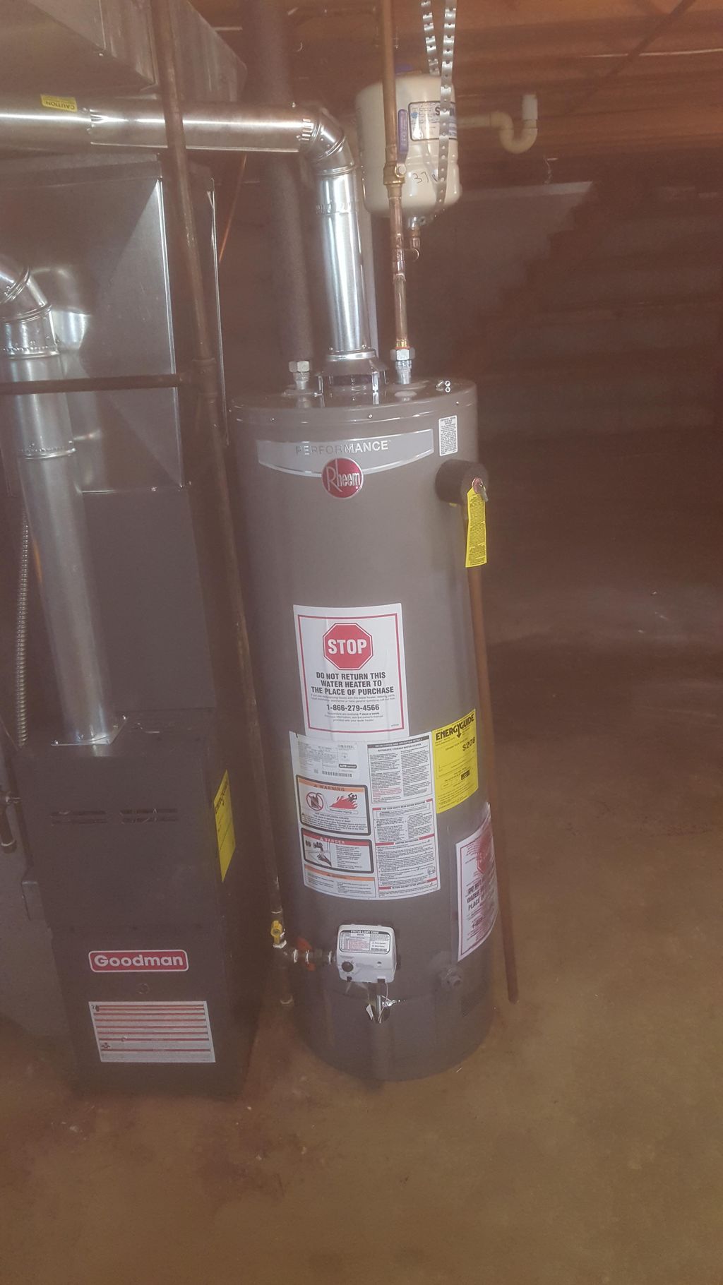 New gas water heater install with expansion tank