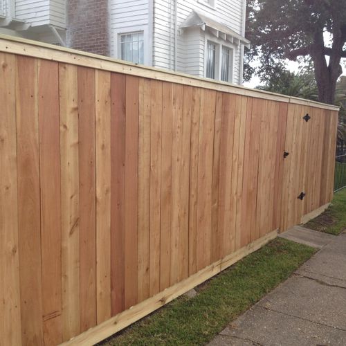6ft Cedar fence with mud board and top capping