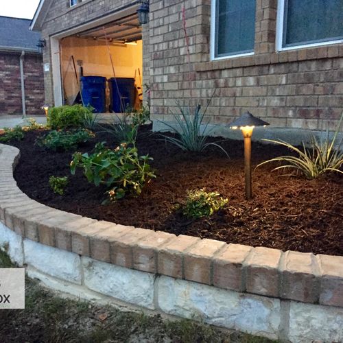 Flower bed 
Limestone with brick
Low maintenance p