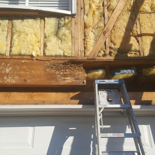 Replace 25 LF water damage low bearing beam behind