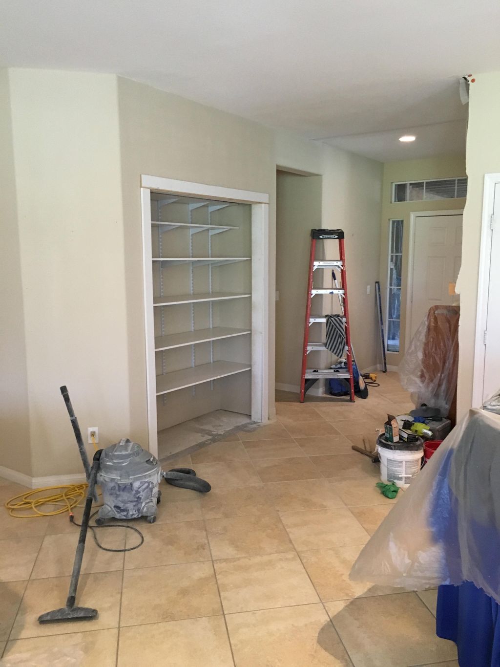 Expanded pantry nearing completion.