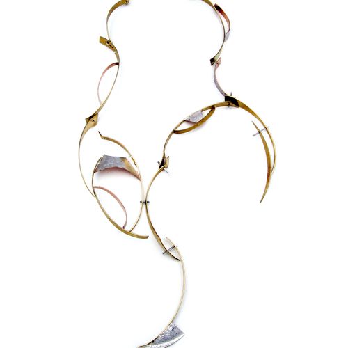Brass and silver filled articulated necklace.