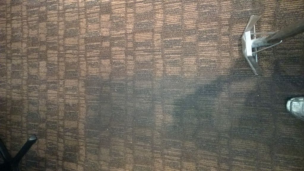 During cleaning of a restaurant carpet