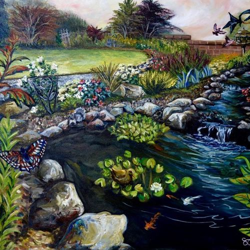Painting commission of a client's garden