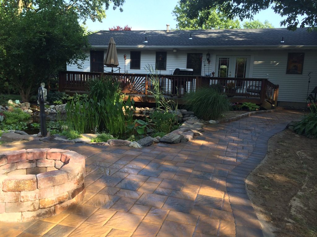 Hardscaping, Fire Pit, Ecosystem Pond