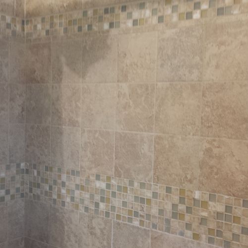 Porcelain and Mosaic shower wall