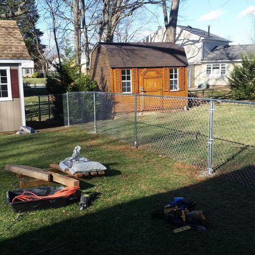 Install of partial chain link fence