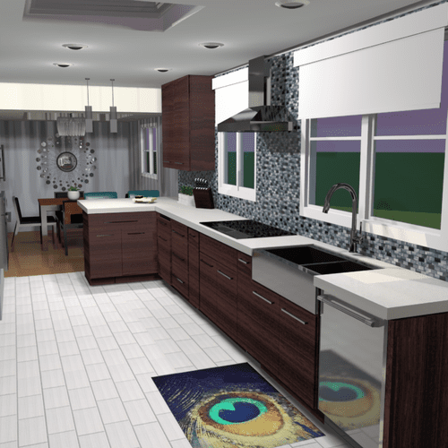 3D Rendering of Contemporary Kitchen Remodel - Mil