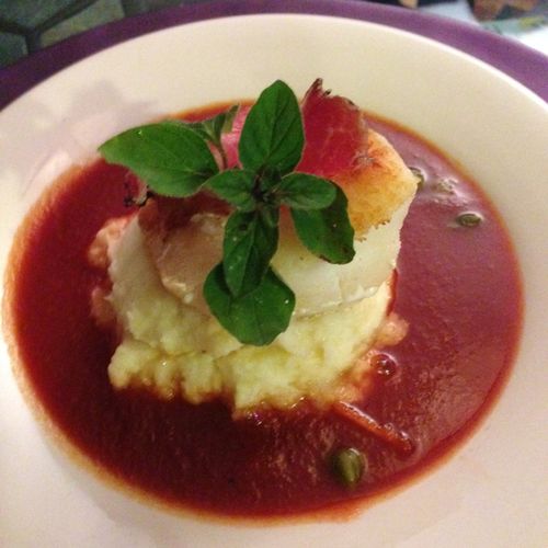 Seared Halibut in a Fresh Tomato Consomme