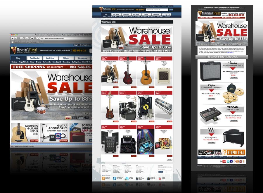 Annual Warehouse Sale: Including home page, email,