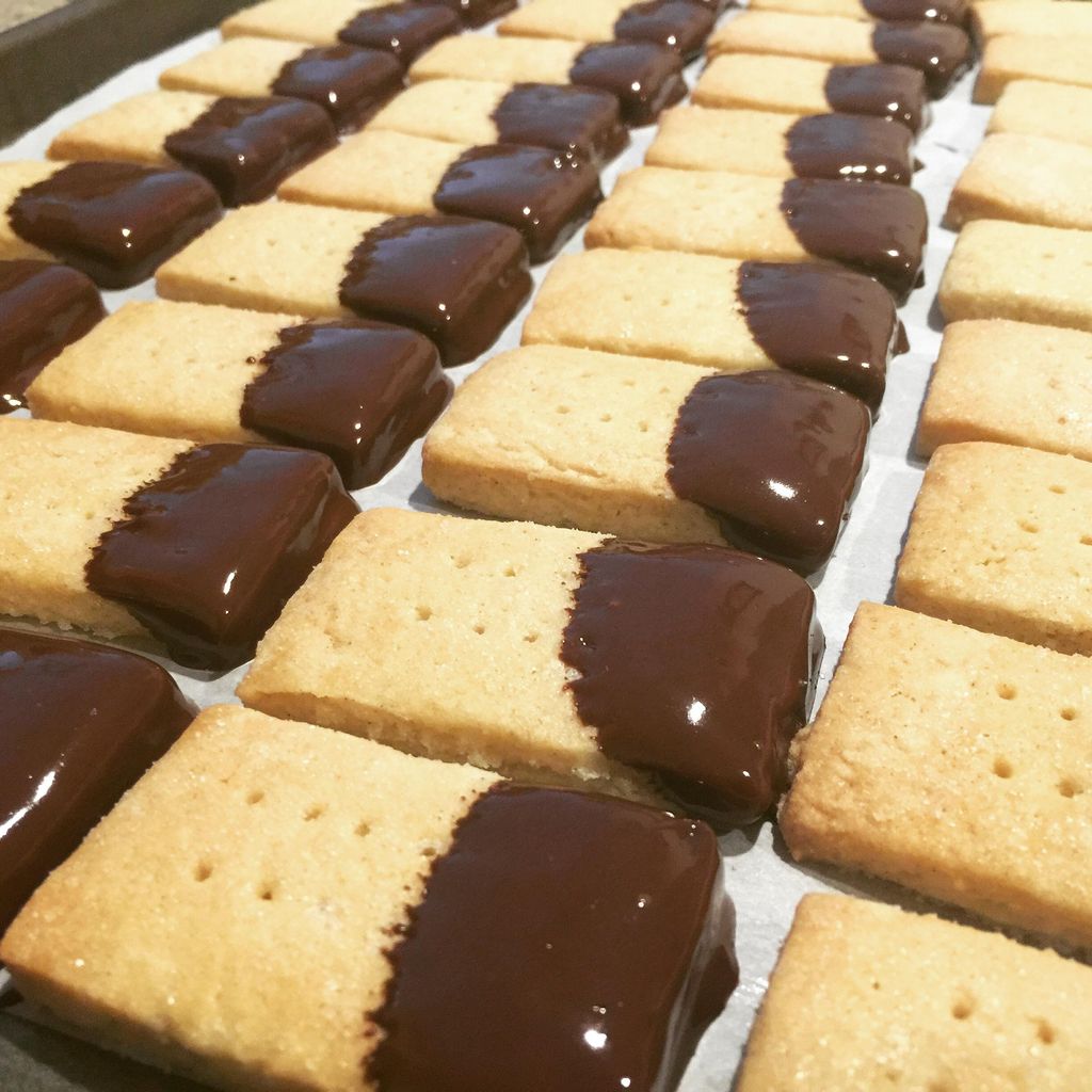 Ginger Shortbread with Dark Chocolate Glaze