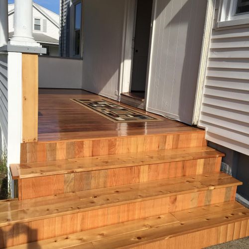 Installed stairway with oak risers and refinished 
