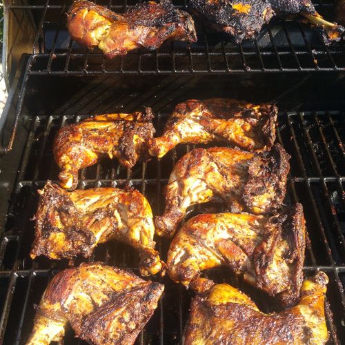 Jerk chicken on the grill